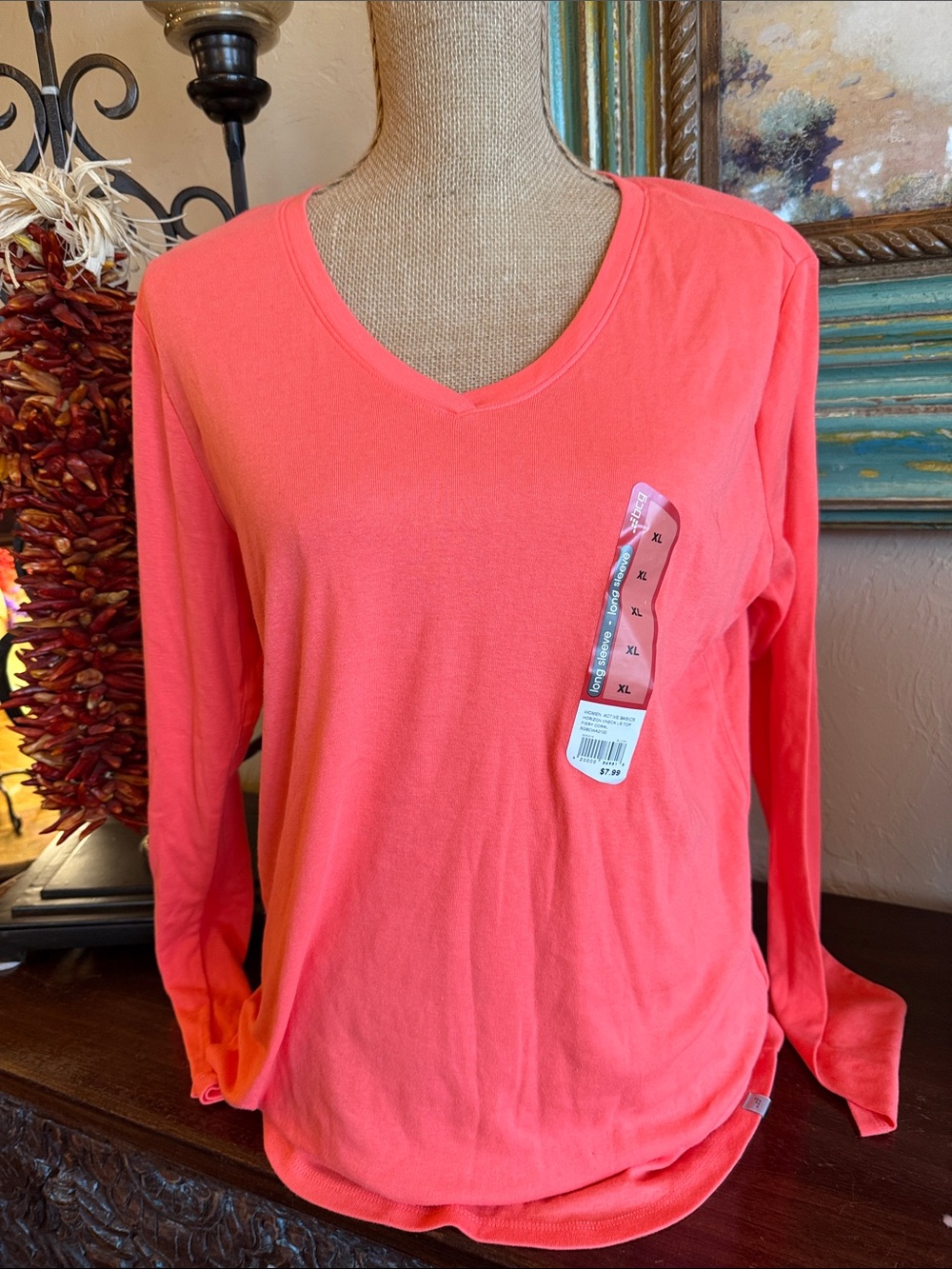 bcg Coral V-Neck Long Sleeve Tee